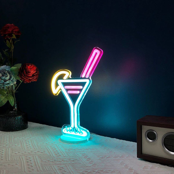 AOOS CUSTOM Cocktails Martini Bar 12" LED Novelty Neon Sign Wayfair